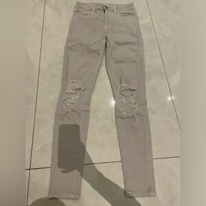 American Eagle Grey Skinny Ripped Jeans